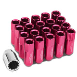 M12 x 1.25 Extended Pink Aluminum Lug Nuts Set - 16 Pcs + 4 Locks