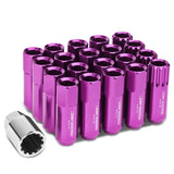 M12 x 1.25 Extended Open End Lug Nuts with Locks - Purple Aluminum