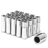 M12 x 1.25 Extended Aluminum Lug Nuts Set with Locks - Silver