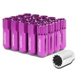 M12 x 1.5 Extended Purple Lug Nuts Set - 16 Pcs + 4 Locks Aluminum