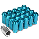 M12 x 1.25 Extended Aluminum Lug Nuts w/ Locks 20pc Set Light Blue
