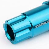 M12 x 1.25 Extended Aluminum Lug Nuts w/ Locks 20pc Set Light Blue