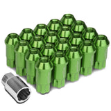 M12x1.5 L40 Style Extended Lug Nuts w/ Locks Green Aluminum 20pc