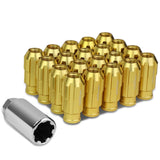 Aluminum Spline Lug Nuts M12 x 1.25 Extended Open End 20pc Gold