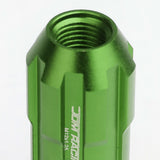 M12 x 1.25 Spline Lug Nuts Extended Open End Green Aluminum 20pc