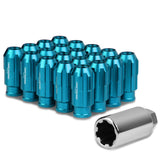 Spline Extended Aluminum Lug Nuts M12x1.25 50mm Light Blue 20pc w/ Locks