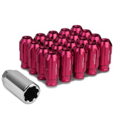 Aluminum Spline Lug Nuts M12 x 1.25 Extended Pink 20pc Set w/ Locks