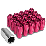 Aluminum Spline Lug Nuts M12 x 1.25 Extended Pink 20pc Set w/ Locks