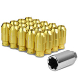 M12 x 1.5 Extended Spline Lug Nuts with Locks - Gold Aluminum
