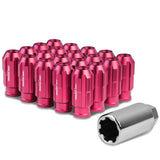 M12 x 1.5 Spline Extended Lug Nuts with Locks 20pc Set - Pink Aluminum