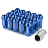 M12X1.25 Aluminum Acorn Lug Nuts 50mm Extended Open End 20pc Blue