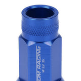 M12X1.25 Aluminum Acorn Lug Nuts 50mm Extended Open End 20pc Blue