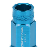 M12x1.25 Aluminum Acorn Lug Nuts 50mm Extended Open End 20pc Light Blue