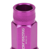 Aluminum Lug Nuts M12x1.25 Purple Acorn Knurled Extended 20pc Set
