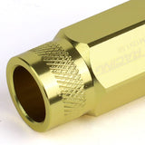 M12x1.5 Aluminum Lug Nuts 50mm Acorn Knurled Extended Open End 20pc Gold