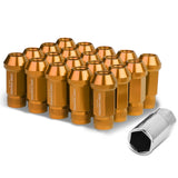 M12x1.5 Extended Acorn Knurled Lug Nuts 50mm Orange Aluminum 20pc