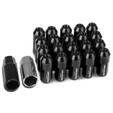 M12 x 1.25 Aluminum Lug Nuts 20pc Set Extended Black Acorn