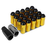 M12 x 1.25 Extended Steel Acorn Lug Nuts with Aluminum Cover - Gold