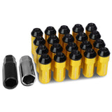 M12 x 1.25 Extended Steel Acorn Lug Nuts with Aluminum Cover - Gold