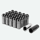 M12 x 1.25 Extended Steel Acorn Lug Nuts w/ Aluminum Cover Gun Metal 20pc
