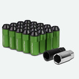 M12 x 1.5 Extended Aluminum Lug Nuts 20pc Set Green Acorn Steel