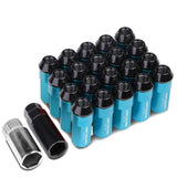M12 x 1.5 Extended Aluminum Lug Nuts 20pc Set Light Blue