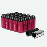 M12 x 1.5 Extended Steel Acorn Lug Nuts with Aluminum Cover - Pink