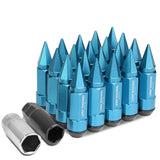 M12 x 1.5 Extended Aluminum Lug Nuts with Removable Spike - Light Blue