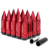 M12 x 1.5 Extended Spike Lug Nuts 20pc Set Red Aluminum