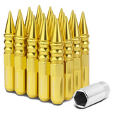 M12 x 1.5 60mm Extended Spike Lug Nuts 20pc Set Aluminum Gold