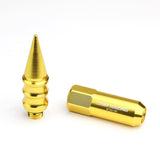 M12 x 1.5 60mm Extended Spike Lug Nuts 20pc Set Aluminum Gold