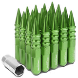Universal 400 Style Extended Spike Lug Nuts M12 x 1.5 Green Aluminum