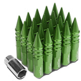 Universal 400 Style Extended Spike Lug Nuts M12 x 1.5 Green Aluminum