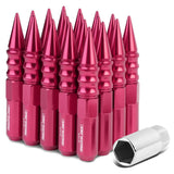 M12 x 1.5 Extended Spike Lug Nuts 20pc Set - Aluminum Pink