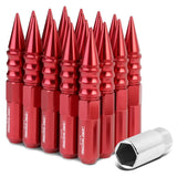M12 x 1.5 60mm Extended Spike Lug Nuts 20pc Set Aluminum Red