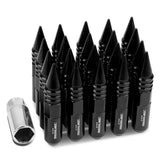 M12 x 1.5 Aluminum Lug Nuts with Removable Spike 20pc Set Black