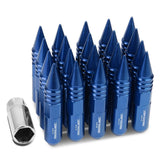 M12 x 1.5 60mm Aluminum Lug Nuts w/ Removable Spike 20pc Blue