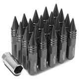 M12 x 1.5 Aluminum Lug Nuts 60mm Spike Style 20pc Set Gun Metal