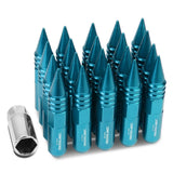 M12 x 1.5 Aluminum Lug Nuts 400 Style w/ Spike 20pc Light Blue