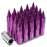 M12 x 1.5 Purple Aluminum Lug Nuts 20pc Set with Spikes
