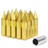 M12 x 1.5 Aluminum Lug Nuts 400 Style w/ Removable Spike 20pc Gold