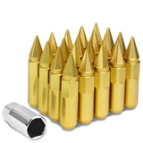 M12 x 1.5 Aluminum Lug Nuts 400 Style w/ Removable Spike 20pc Gold