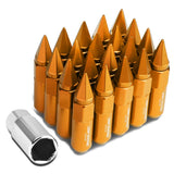 M12 x 1.5 Aluminum Lug Nuts with Removable Spike 20pc Set Orange