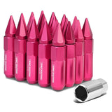 M12 x 1.5 Spike Lug Nuts 60mm/90mm 20pc Set Aluminum Pink