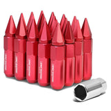 M12 x 1.5 Aluminum Spike Lug Nuts 60mm/90mm Red 20pc Set