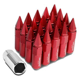 M12 x 1.5 Aluminum Spike Lug Nuts 60mm/90mm Red 20pc Set