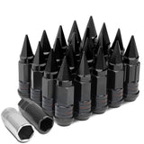 M12 x 1.5 Extended Spike Lug Nuts with Locks 16+4 Set Steel