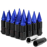 Steel Lug Nuts M12x1.5 Extended Grooved Shank Blue Spike 16pcs + 4 Locks