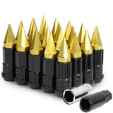 Steel Lug Nuts M12 x 1.5 Extended w/ Removable Gold Spike 16pcs + 4 Locks