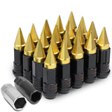 Steel Lug Nuts M12 x 1.5 Extended w/ Removable Gold Spike 16pcs + 4 Locks